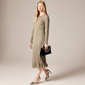 J. Crew Rib-knit flare midi dress with Lurex® metallic threads Gold Size Large
